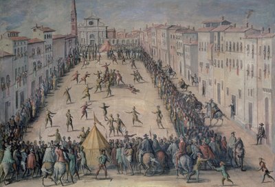 A Game of Football in the Piazza Santa Maria Novella, Florence by Jan van der Straet